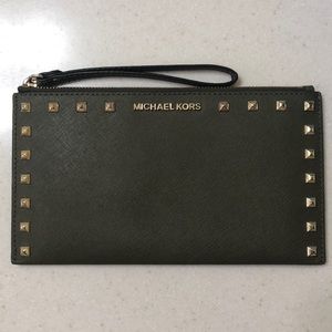 Dark olive wristlet